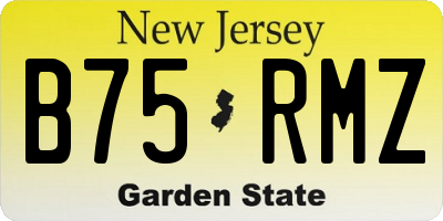 NJ license plate B75RMZ
