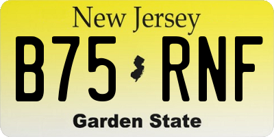 NJ license plate B75RNF