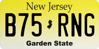 NJ license plate B75RNG