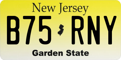 NJ license plate B75RNY