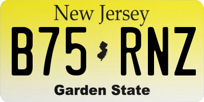 NJ license plate B75RNZ