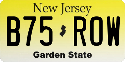 NJ license plate B75ROW