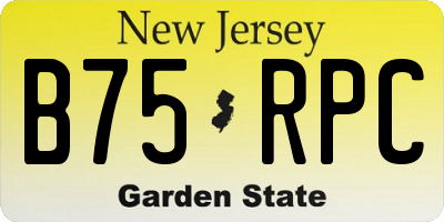 NJ license plate B75RPC