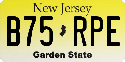 NJ license plate B75RPE