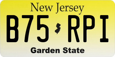 NJ license plate B75RPI