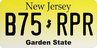 NJ license plate B75RPR