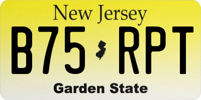 NJ license plate B75RPT