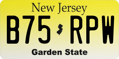 NJ license plate B75RPW