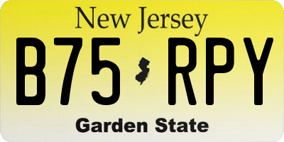 NJ license plate B75RPY