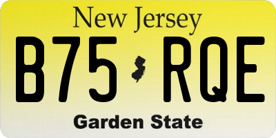 NJ license plate B75RQE