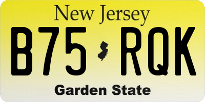 NJ license plate B75RQK