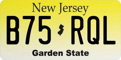 NJ license plate B75RQL