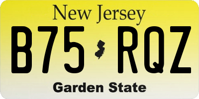 NJ license plate B75RQZ