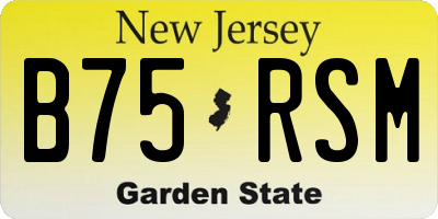 NJ license plate B75RSM