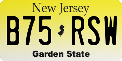 NJ license plate B75RSW