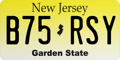 NJ license plate B75RSY