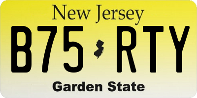 NJ license plate B75RTY