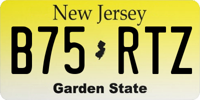 NJ license plate B75RTZ