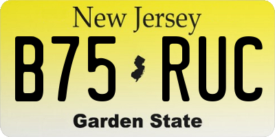NJ license plate B75RUC