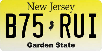 NJ license plate B75RUI