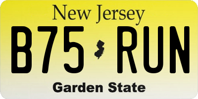 NJ license plate B75RUN