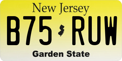 NJ license plate B75RUW