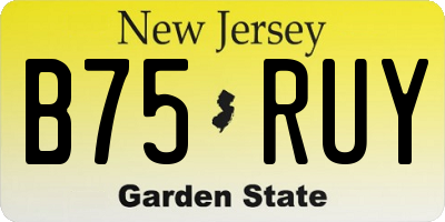 NJ license plate B75RUY