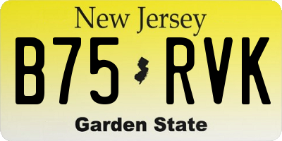 NJ license plate B75RVK