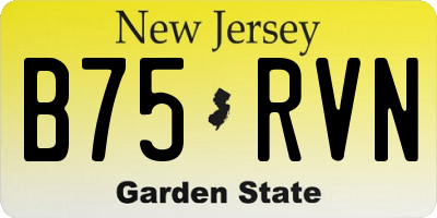 NJ license plate B75RVN