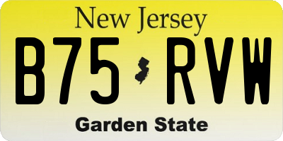 NJ license plate B75RVW