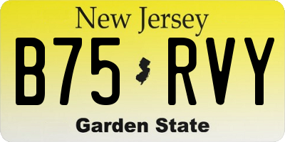 NJ license plate B75RVY