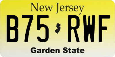 NJ license plate B75RWF