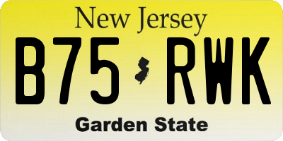 NJ license plate B75RWK
