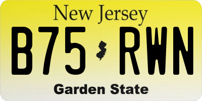 NJ license plate B75RWN