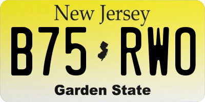 NJ license plate B75RWO