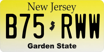 NJ license plate B75RWW