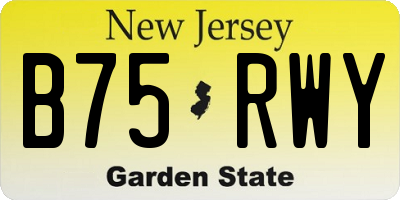 NJ license plate B75RWY