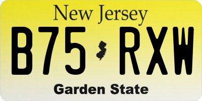 NJ license plate B75RXW