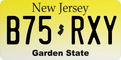 NJ license plate B75RXY