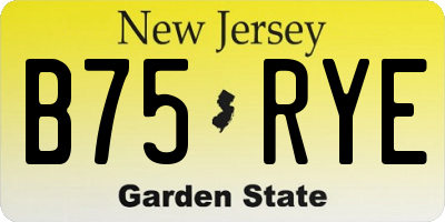 NJ license plate B75RYE