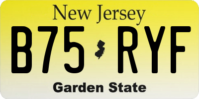 NJ license plate B75RYF
