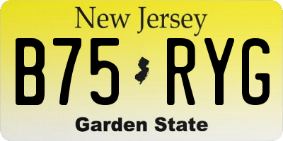 NJ license plate B75RYG