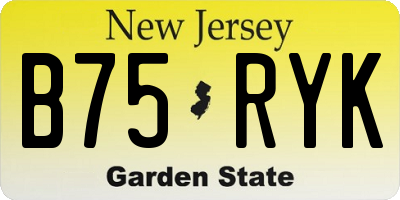 NJ license plate B75RYK