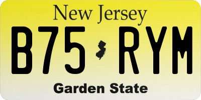 NJ license plate B75RYM