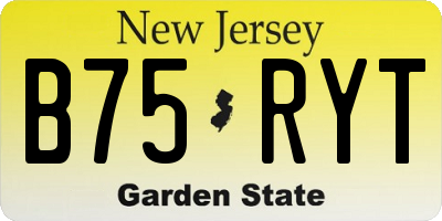 NJ license plate B75RYT