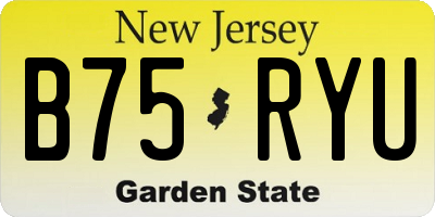 NJ license plate B75RYU