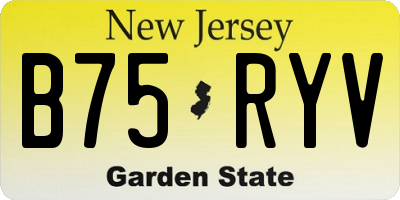 NJ license plate B75RYV