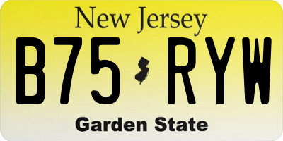 NJ license plate B75RYW