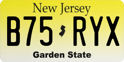 NJ license plate B75RYX