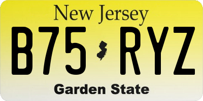 NJ license plate B75RYZ